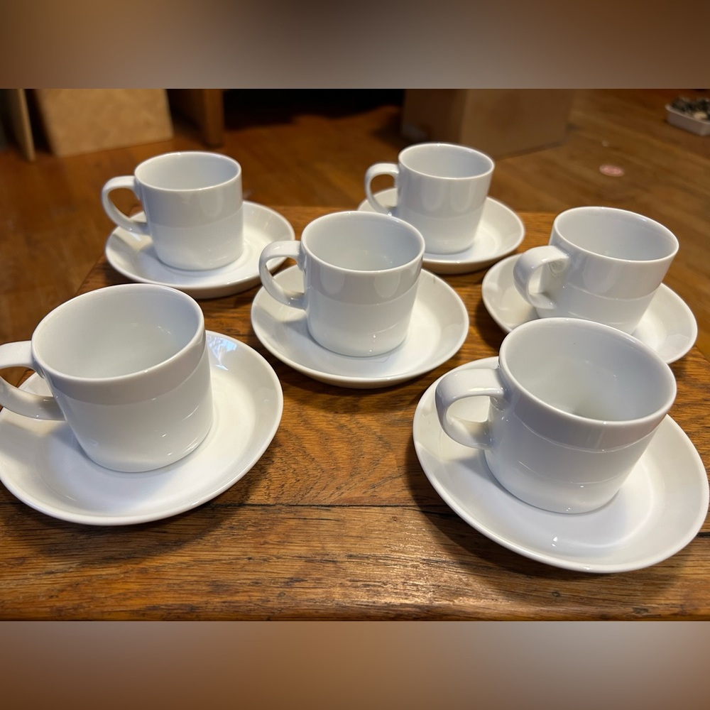 NEW Crate & Barrel Verge Espresso Cup and Saucer Set Made in Sri Lanka Set of 6